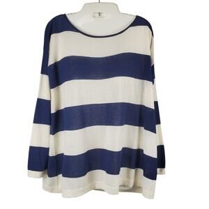 Joie Cashmere Silk Wool Striped Sweater S Blue Cream Nautical